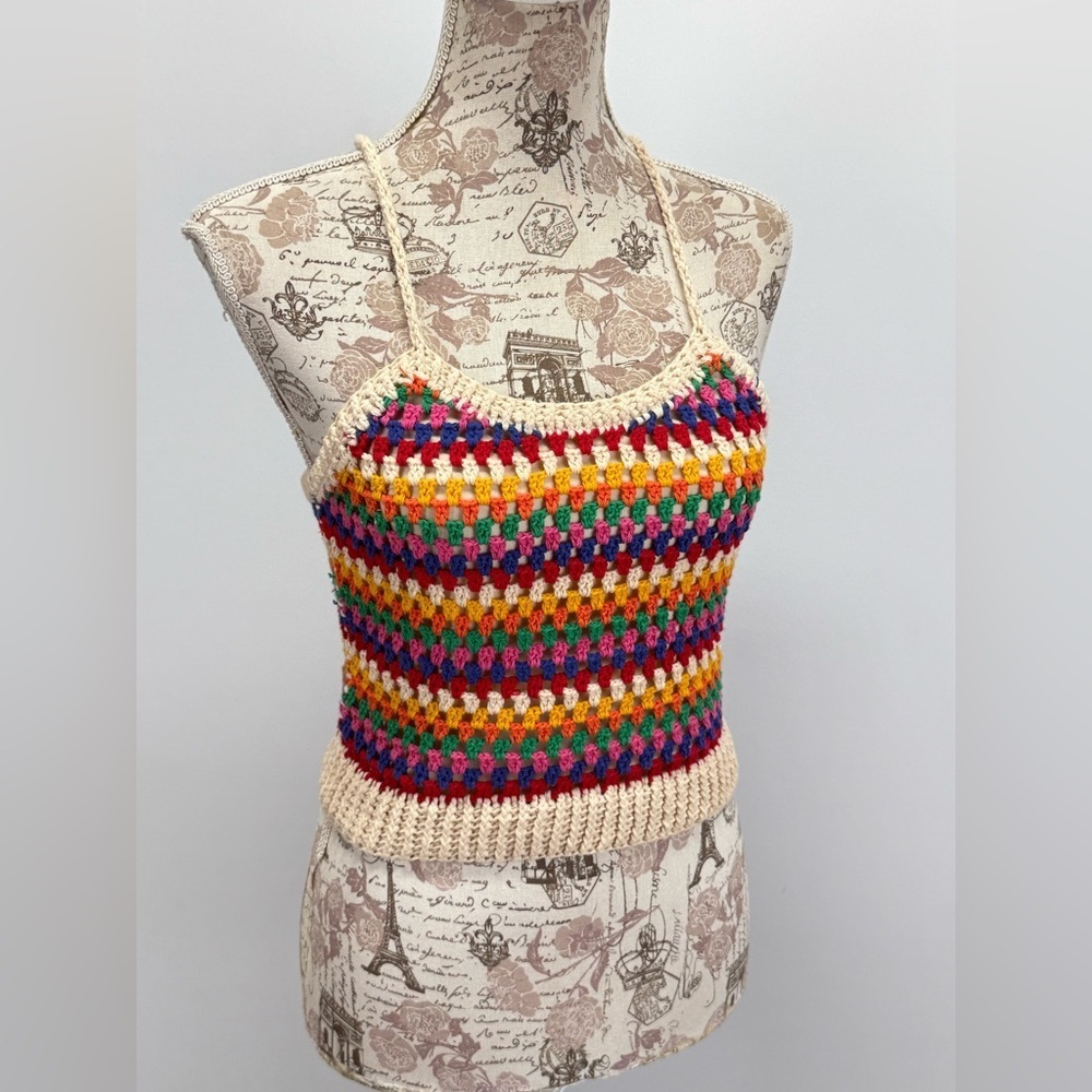 A FATHER'S LOVE Multicolor Crochet Halter Top size S - Picture 8 of 13